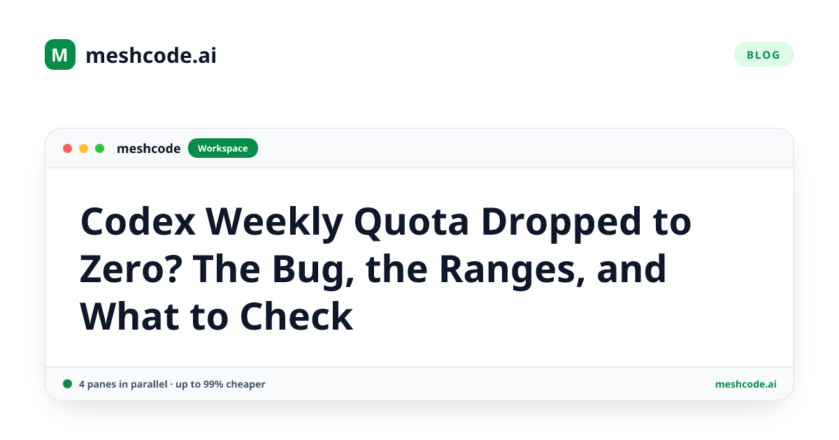 Codex Weekly Quota Dropped to Zero? The Bug, the Ranges, and What to Check